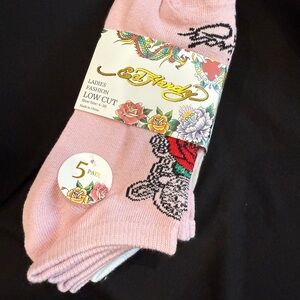 Ed Hardy Pink Floral Low-Cut Socks